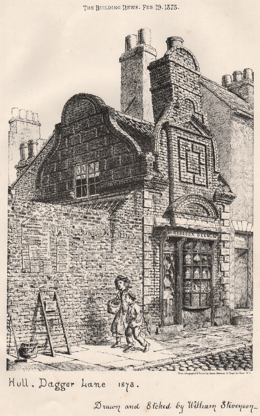Hull, Dagger Lane, 1873. Yorkshire 1875 old antique vintage print picture